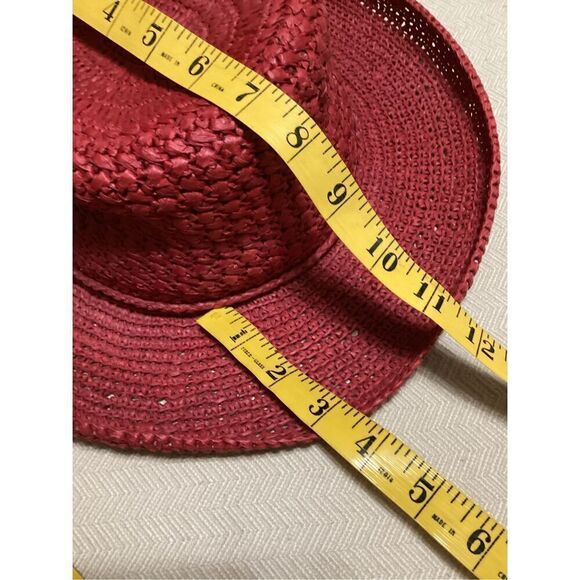 Women’s Red Hat Society Curled Paper Straw Hat with Tie Bow - Picture 5 of 6